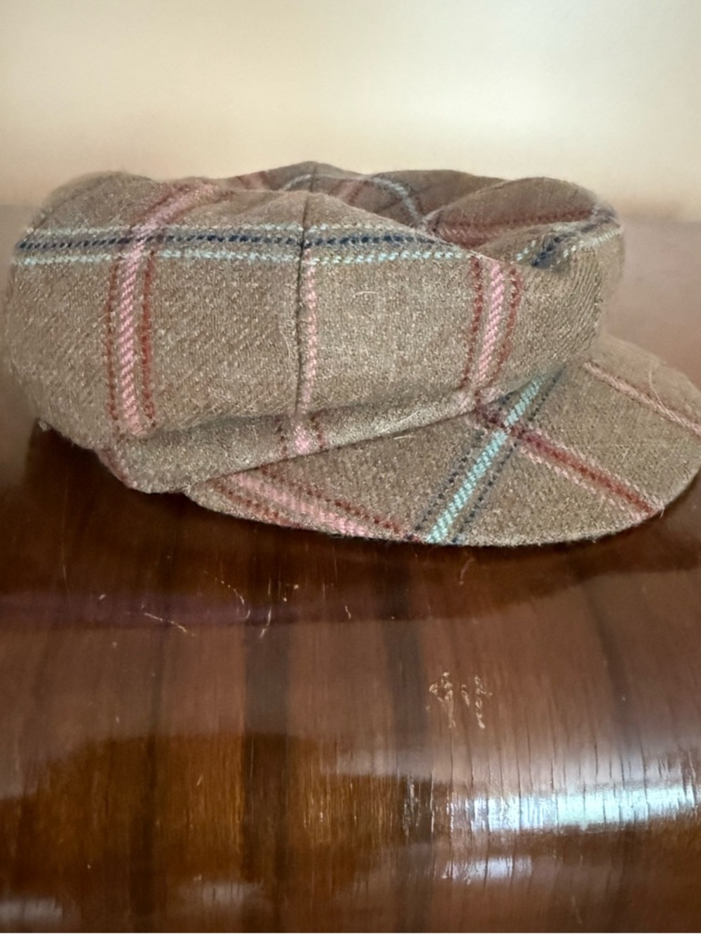 Dubarry of Ireland Brown Tweed Cap with Pink Lining and Burgundy Trim